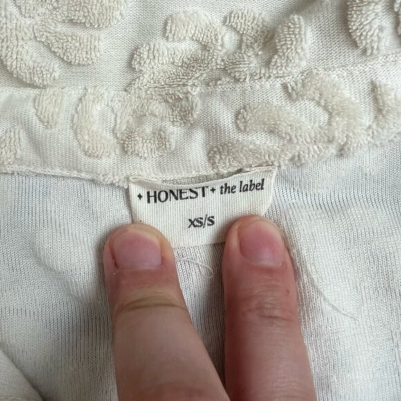 Honest The Label Sunshine Terry Cotton Button Front Top Cream Size XS/S - Picture 5 of 6